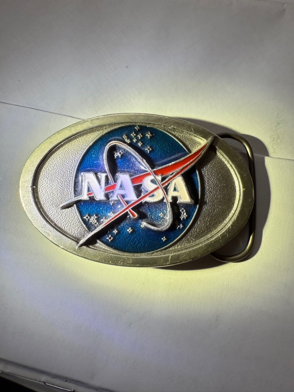 NASA American Soul New York City made in America Silver & Blue Oval Belt Buckle - Picture 3 of 13